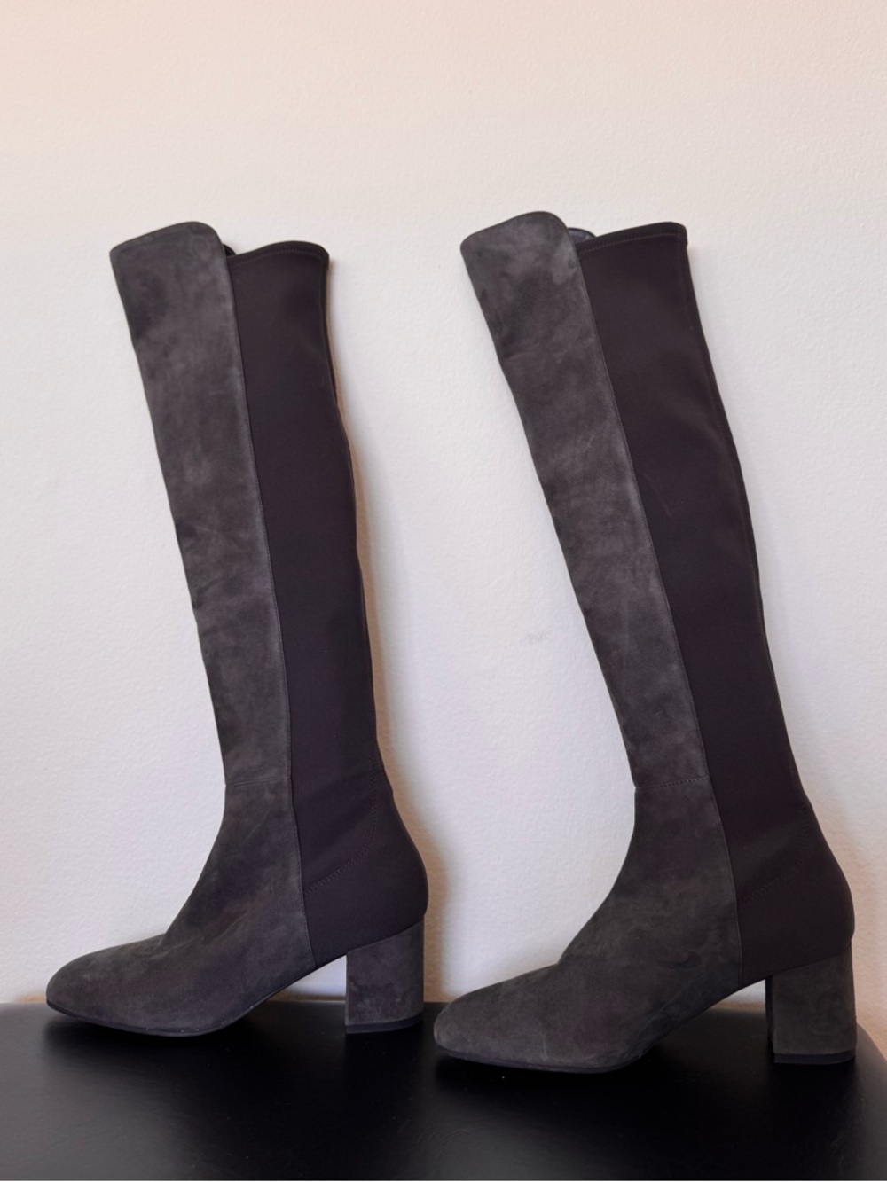 Stuart Weitzman Size 7 Gillian 60 Over Knee Boots Heeled Grey Suede